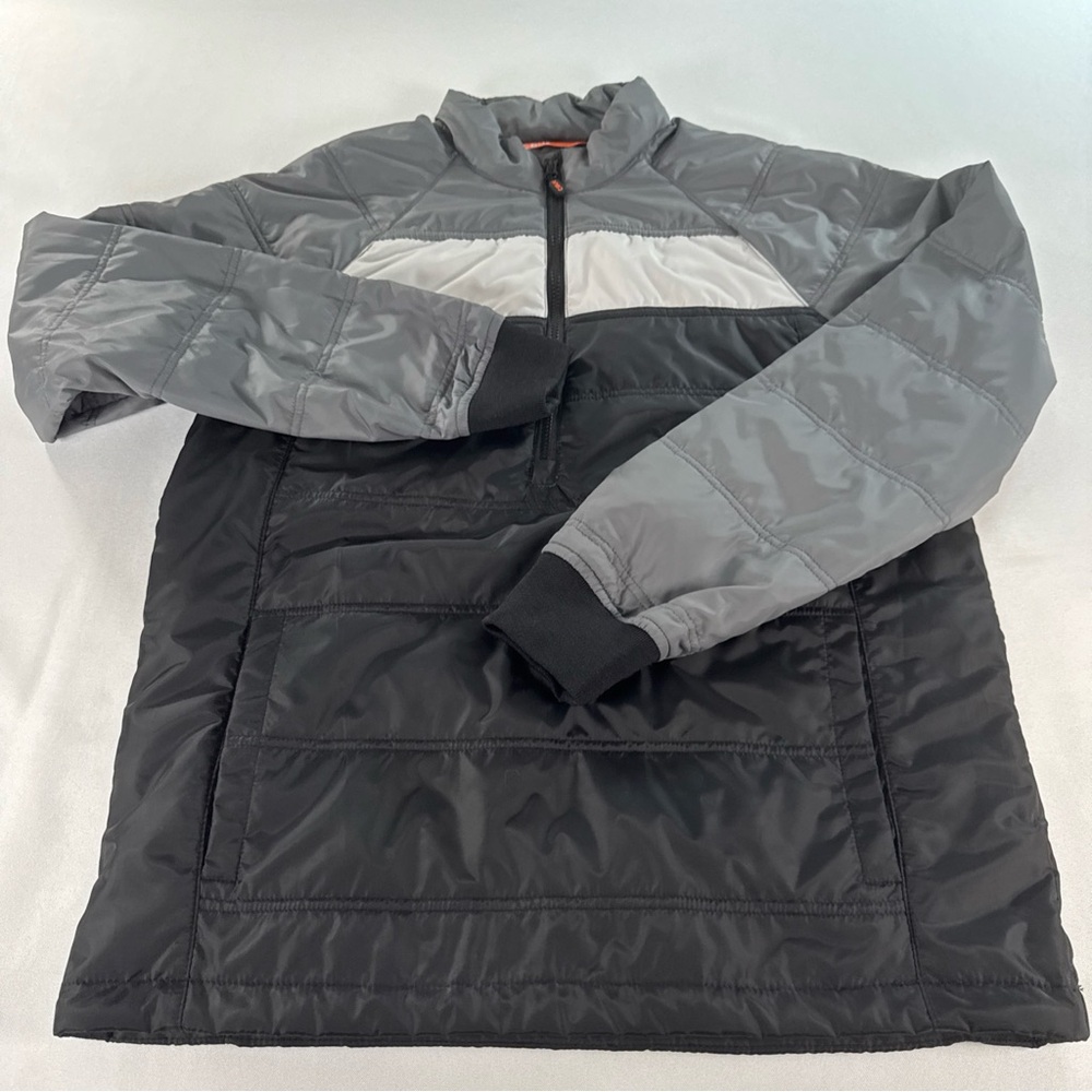 Cutter & Buck Jacket Mens Small Black Gray 1/4 Zip Puffer Pullover Casual Preppy